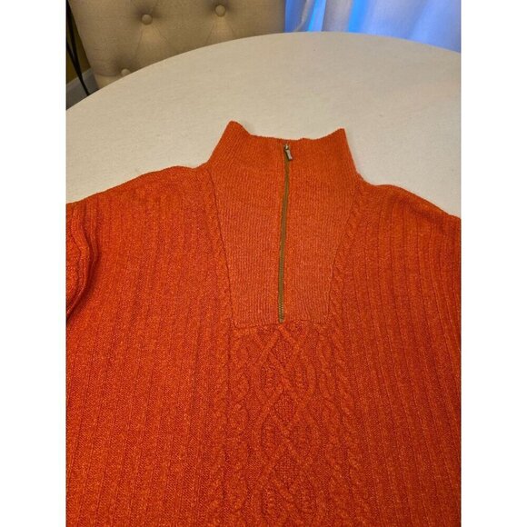 St. Johns Bay Orange Cable Knit Half-Zip Sweater XL Polyester/Spandex - Picture 9 of 11